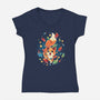 Funny Fox-Womens-V-Neck-Tee-Vallina84