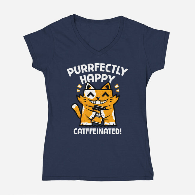 Purrfectly Happy-Womens-V-Neck-Tee-krisren28