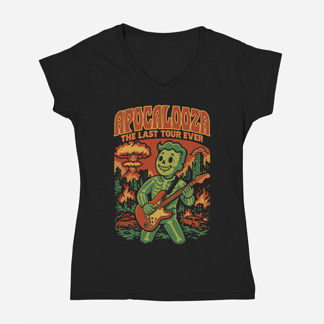 Apocalooza-Womens-V-Neck-Tee-Popnotic