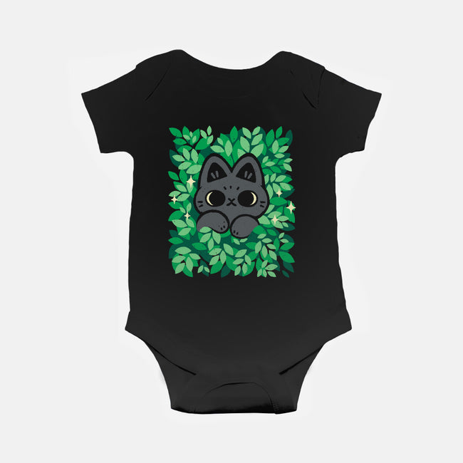 Cute Black Cat Peeking-Baby-Basic-Onesie-xMorfina