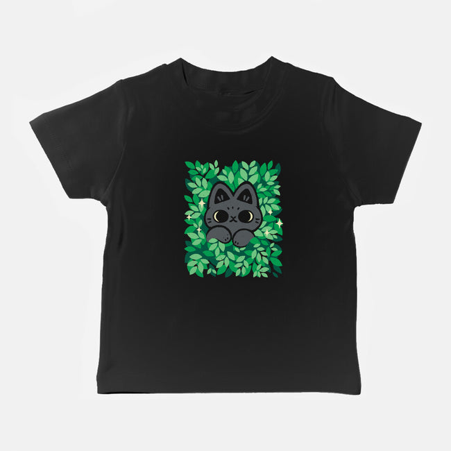 Cute Black Cat Peeking-Baby-Basic-Tee-xMorfina