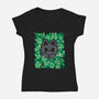 Cute Black Cat Peeking-Womens-V-Neck-Tee-xMorfina