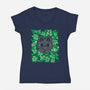 Cute Black Cat Peeking-Womens-V-Neck-Tee-xMorfina
