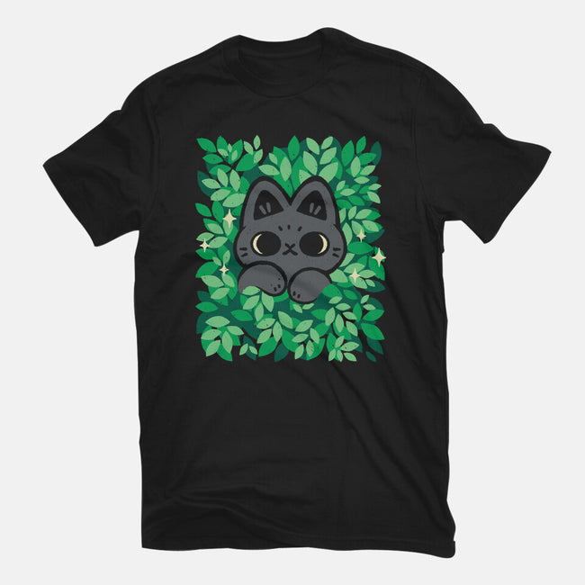Cute Black Cat Peeking-Mens-Basic-Tee-xMorfina