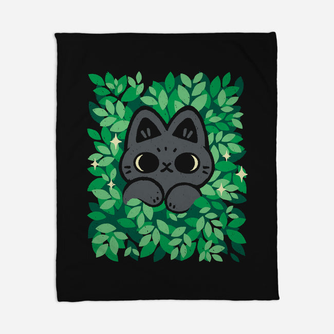 Cute Black Cat Peeking-None-Fleece-Blanket-xMorfina