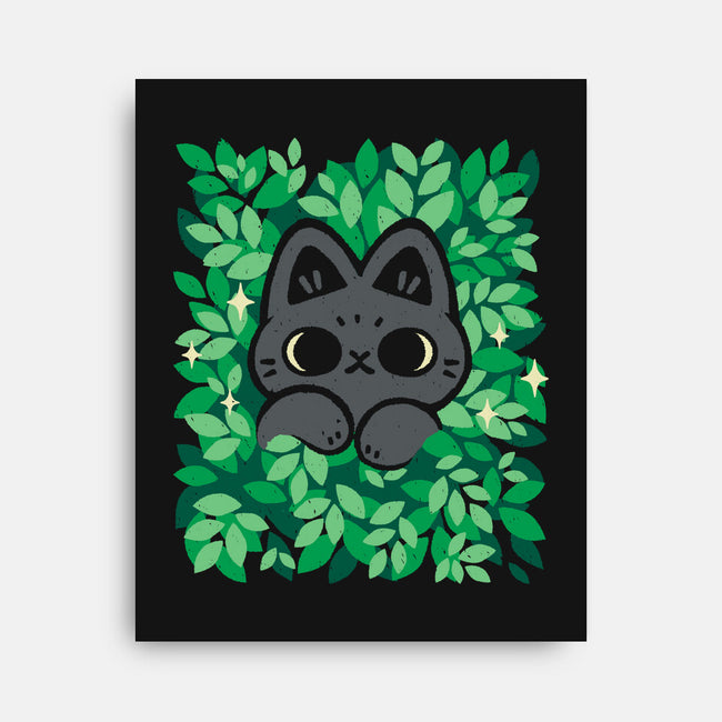 Cute Black Cat Peeking-None-Stretched-Canvas-xMorfina