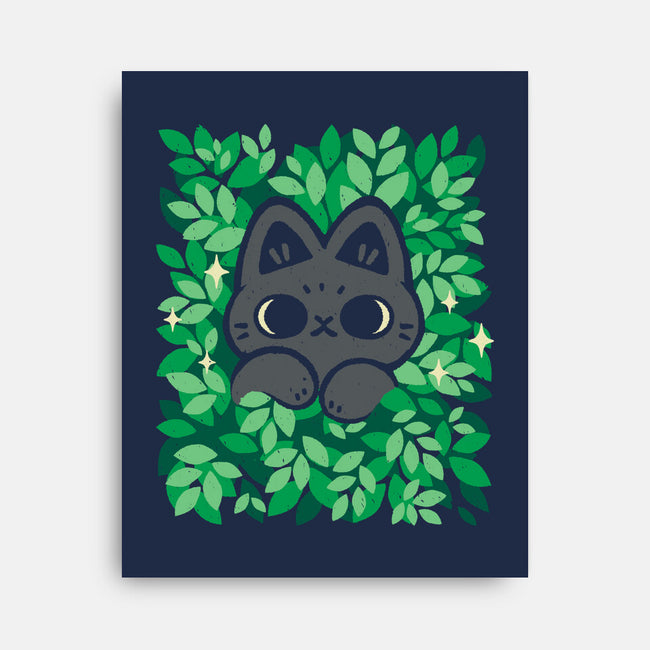 Cute Black Cat Peeking-None-Stretched-Canvas-xMorfina