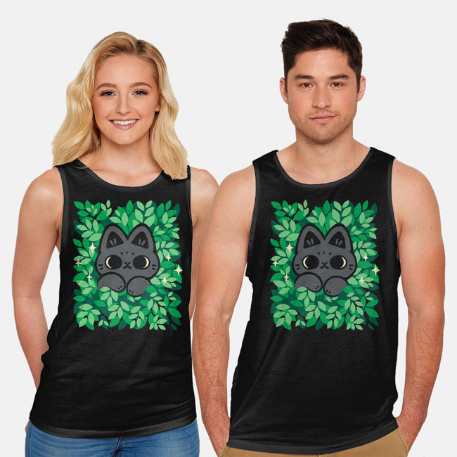 Cute Black Cat Peeking-Unisex-Basic-Tank-xMorfina