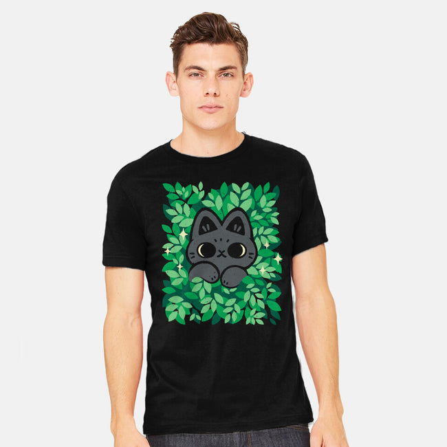 Cute Black Cat Peeking-Mens-Heavyweight-Tee-xMorfina