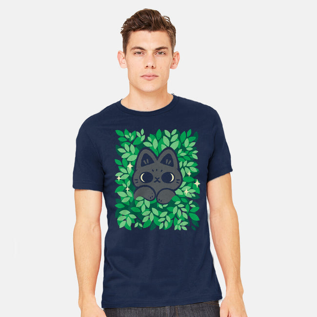 Cute Black Cat Peeking-Mens-Heavyweight-Tee-xMorfina