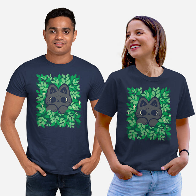 Cute Black Cat Peeking-Unisex-Basic-Tee-xMorfina