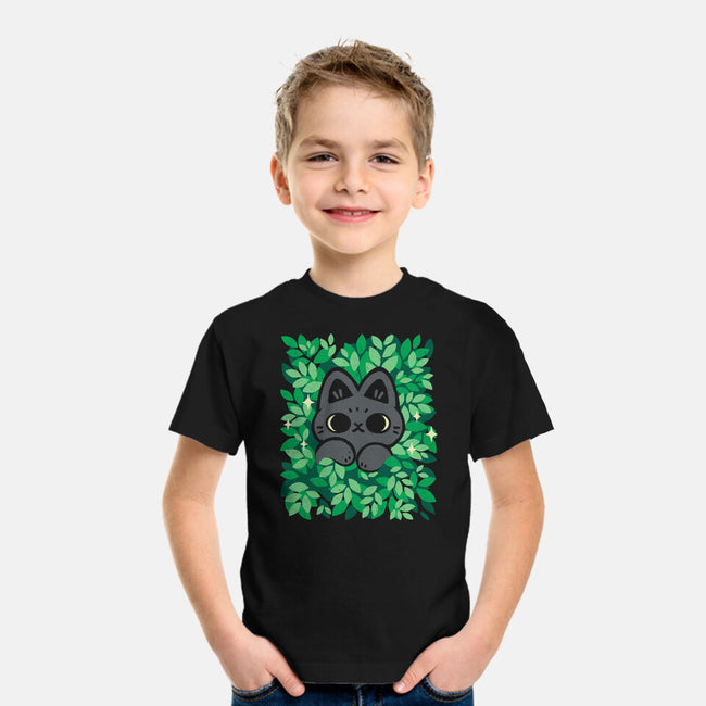 Cute Black Cat Peeking-Youth-Basic-Tee-xMorfina