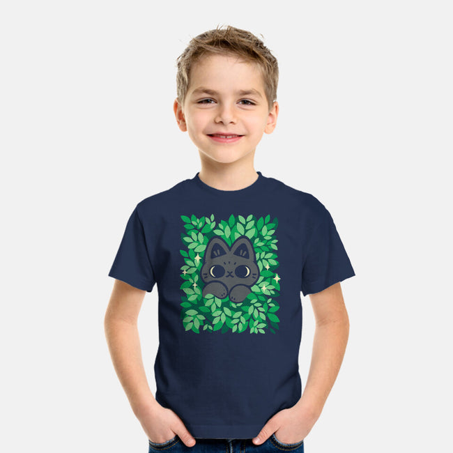 Cute Black Cat Peeking-Youth-Basic-Tee-xMorfina