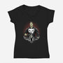 Skull Vigilante Shadow Work-Womens-V-Neck-Tee-Astrobot Invention