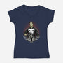 Skull Vigilante Shadow Work-Womens-V-Neck-Tee-Astrobot Invention