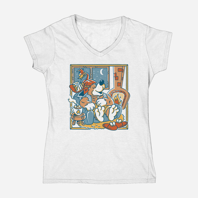 Nighty Night-Womens-V-Neck-Tee-Henrique Torres