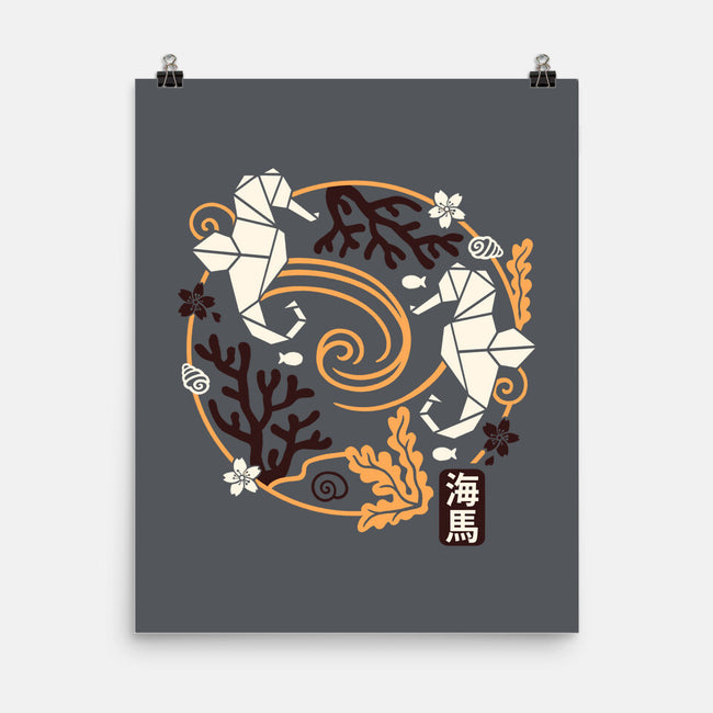Origami Seahorse-None-Matte-Poster-NemiMakeit