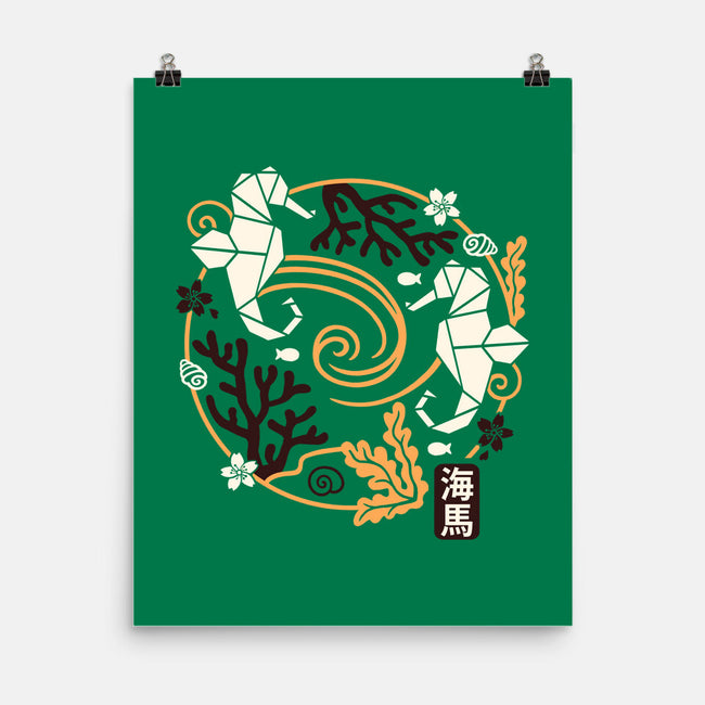 Origami Seahorse-None-Matte-Poster-NemiMakeit