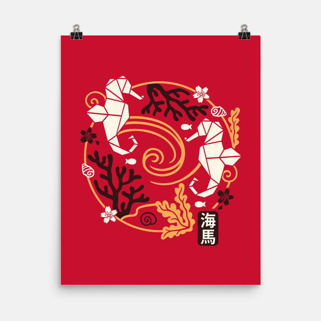 Origami Seahorse-None-Matte-Poster-NemiMakeit
