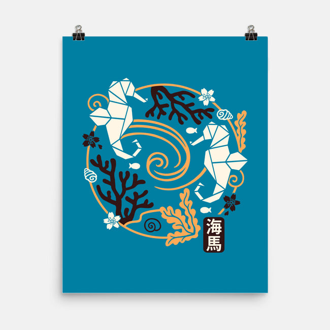 Origami Seahorse-None-Matte-Poster-NemiMakeit