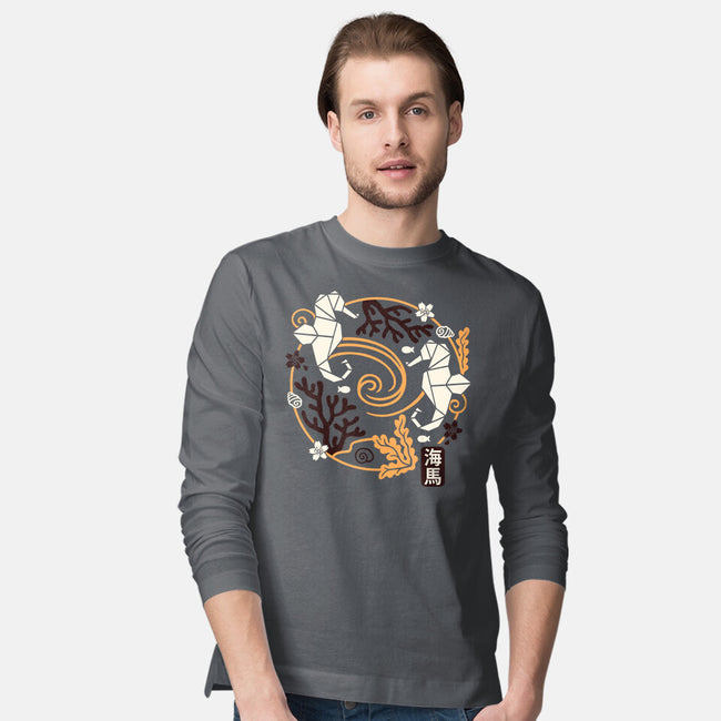 Origami Seahorse-Mens-Long Sleeved-Tee-NemiMakeit
