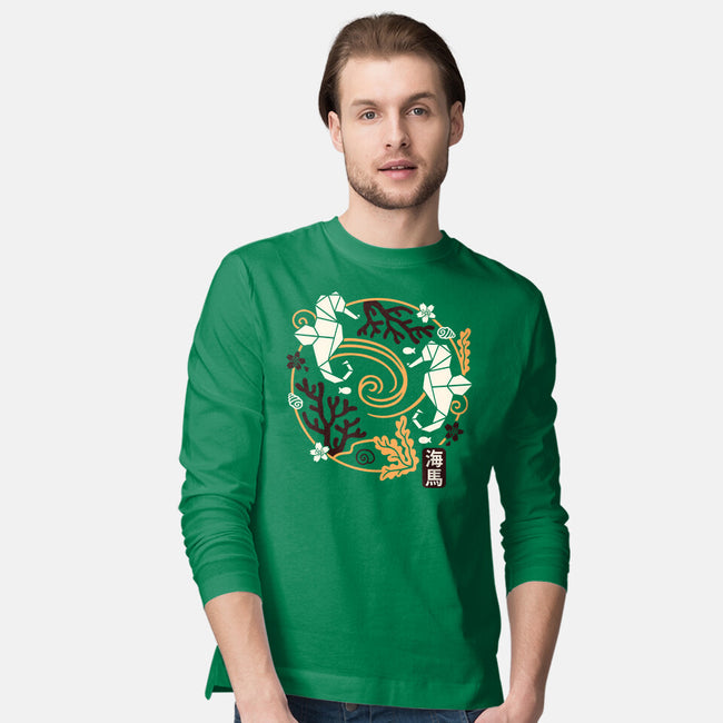 Origami Seahorse-Mens-Long Sleeved-Tee-NemiMakeit