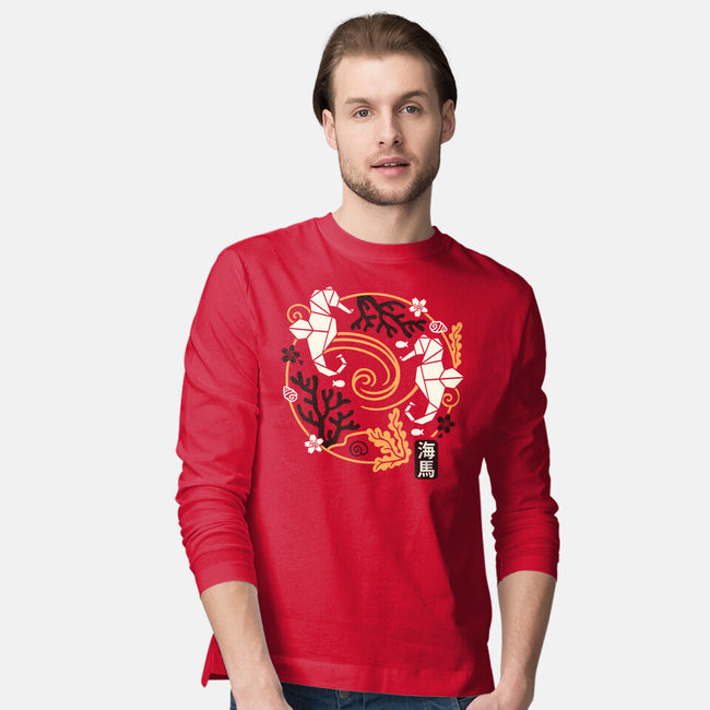 Origami Seahorse-Mens-Long Sleeved-Tee-NemiMakeit