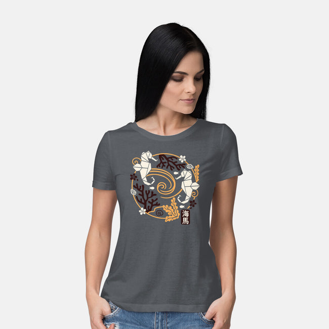 Origami Seahorse-Womens-Basic-Tee-NemiMakeit
