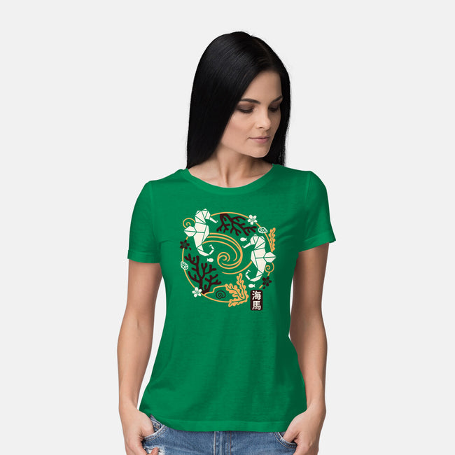Origami Seahorse-Womens-Basic-Tee-NemiMakeit