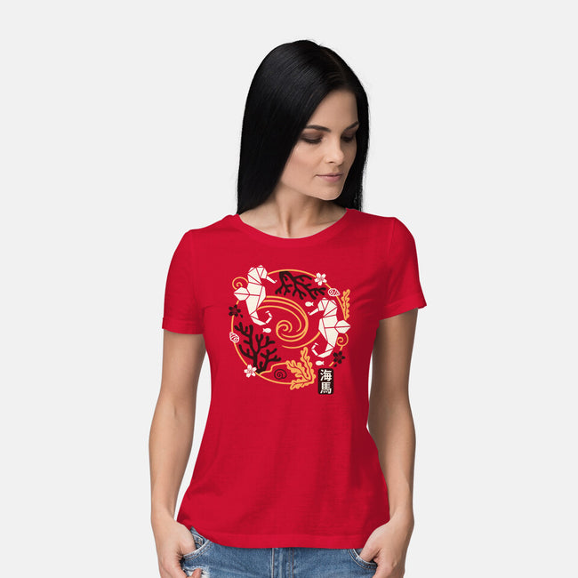 Origami Seahorse-Womens-Basic-Tee-NemiMakeit