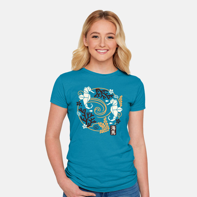 Origami Seahorse-Womens-Fitted-Tee-NemiMakeit