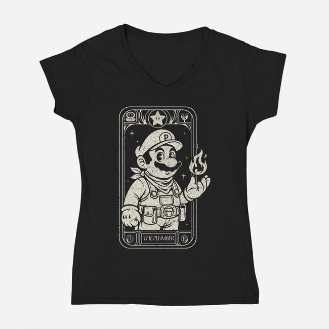 The Plumber Card-Womens-V-Neck-Tee-Eoli Studio