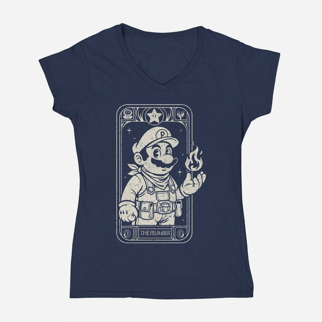 The Plumber Card-Womens-V-Neck-Tee-Eoli Studio