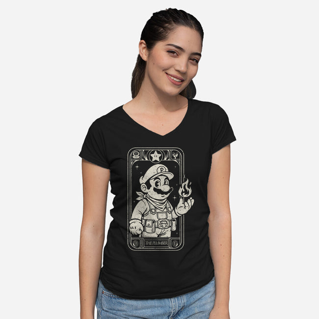 The Plumber Card-Womens-V-Neck-Tee-Eoli Studio