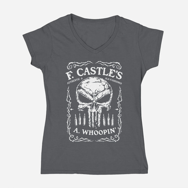 Old Fashioned Whoopin-Womens-V-Neck-Tee-glitchygorilla