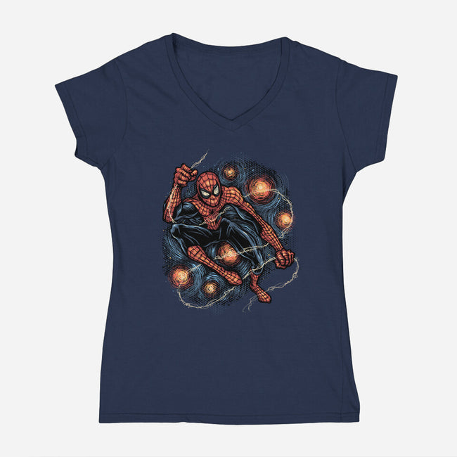 Starry Night Swing-Womens-V-Neck-Tee-glitchygorilla