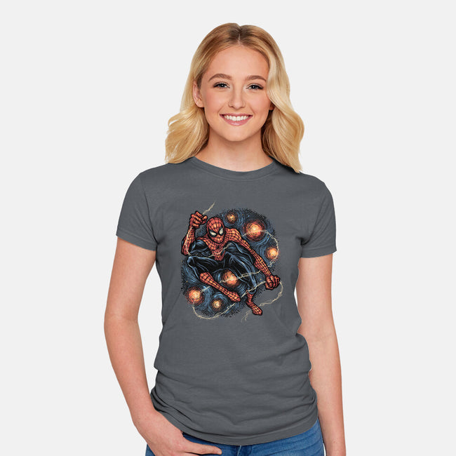 Starry Night Swing-Womens-Fitted-Tee-glitchygorilla