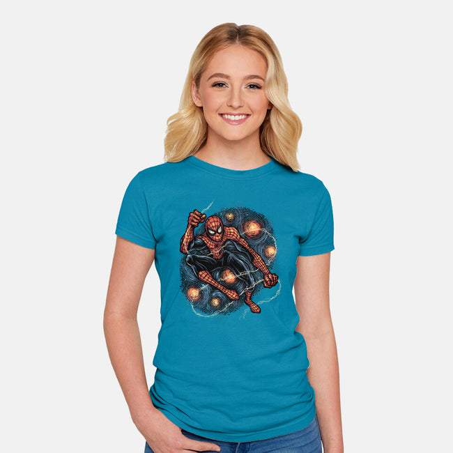 Starry Night Swing-Womens-Fitted-Tee-glitchygorilla