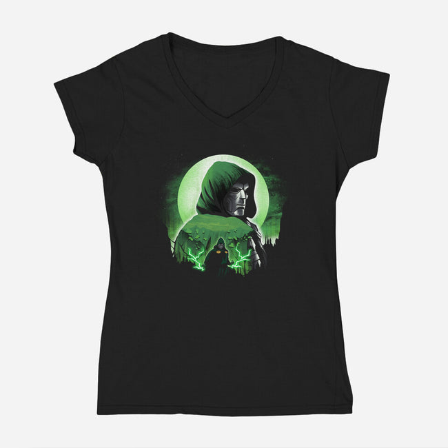 The Emperor Doom-Womens-V-Neck-Tee-dandingeroz