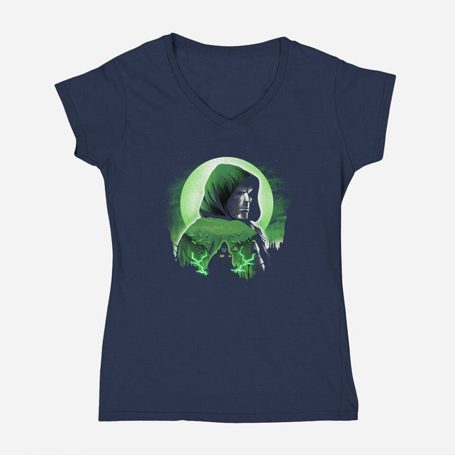 The Emperor Doom-Womens-V-Neck-Tee-dandingeroz