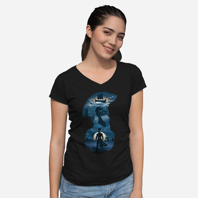 The Legendary Greek King-Womens-V-Neck-Tee-dandingeroz