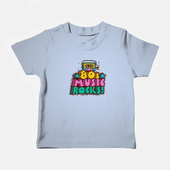 80s Music Rocks-Baby-Basic-Tee-kg07