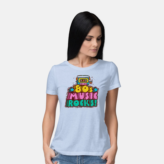 80s Music Rocks-Womens-Basic-Tee-kg07