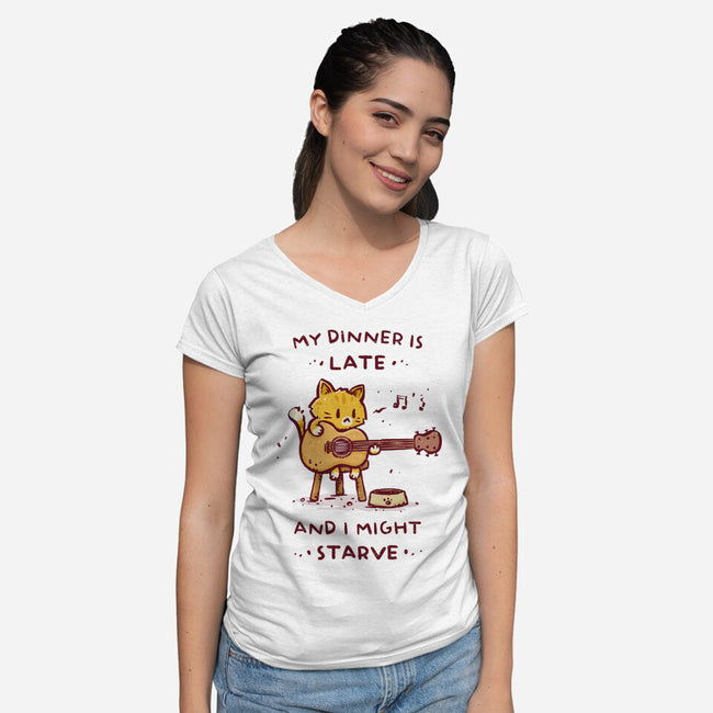 I Might Starve-Womens-V-Neck-Tee-kg07