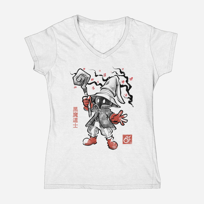 Void Caster Sumi-E-Womens-V-Neck-Tee-Astrobot Invention