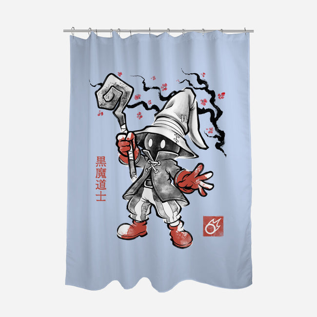 Void Caster Sumi-E-None-Polyester-Shower Curtain-Astrobot Invention