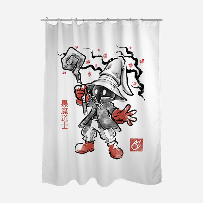 Void Caster Sumi-E-None-Polyester-Shower Curtain-Astrobot Invention