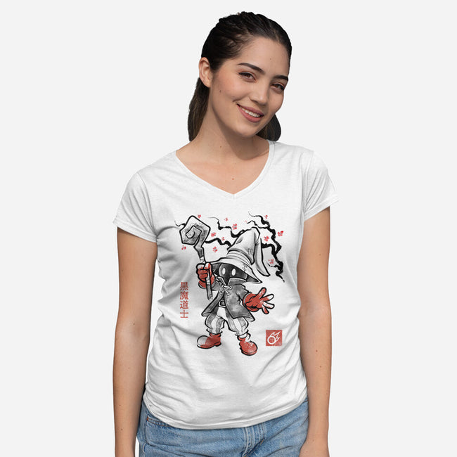 Void Caster Sumi-E-Womens-V-Neck-Tee-Astrobot Invention
