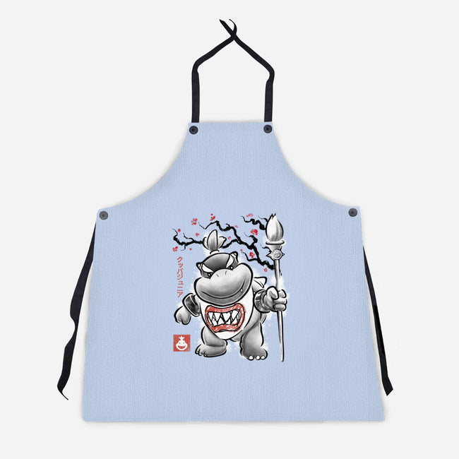 Prince Koopa Sumi-E-Unisex-Kitchen-Apron-Astrobot Invention