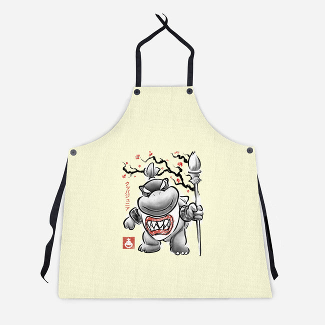 Prince Koopa Sumi-E-Unisex-Kitchen-Apron-Astrobot Invention